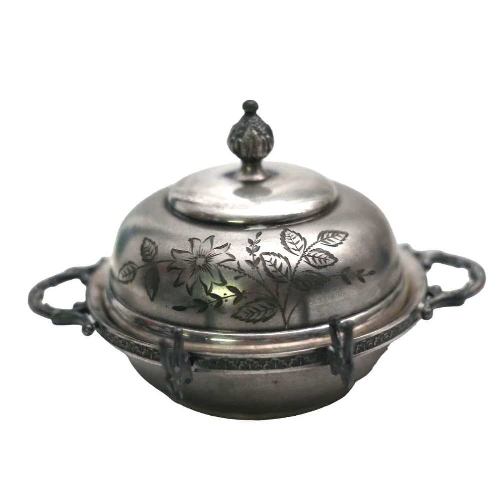 Antique Rockford Silver Co Serving Dish Ornate Silver Plate 904 Missing Strainer